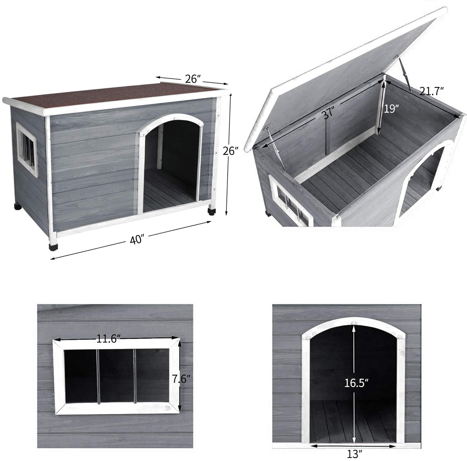 A4Pet Large Dog House Outdoor, Wooden Dog House Outside Dog