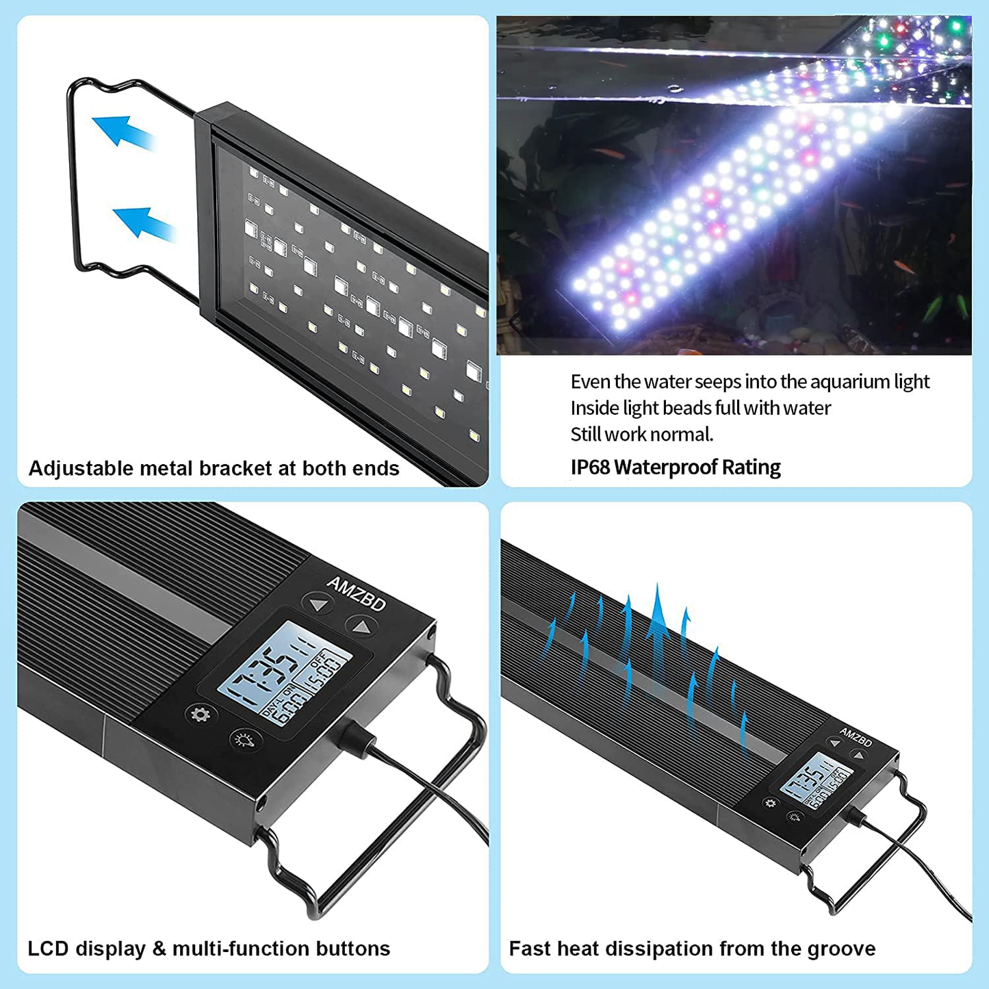 AMZBD Aquarium Light, LED Aquarium Lights for Fish Tank or Plants Tank