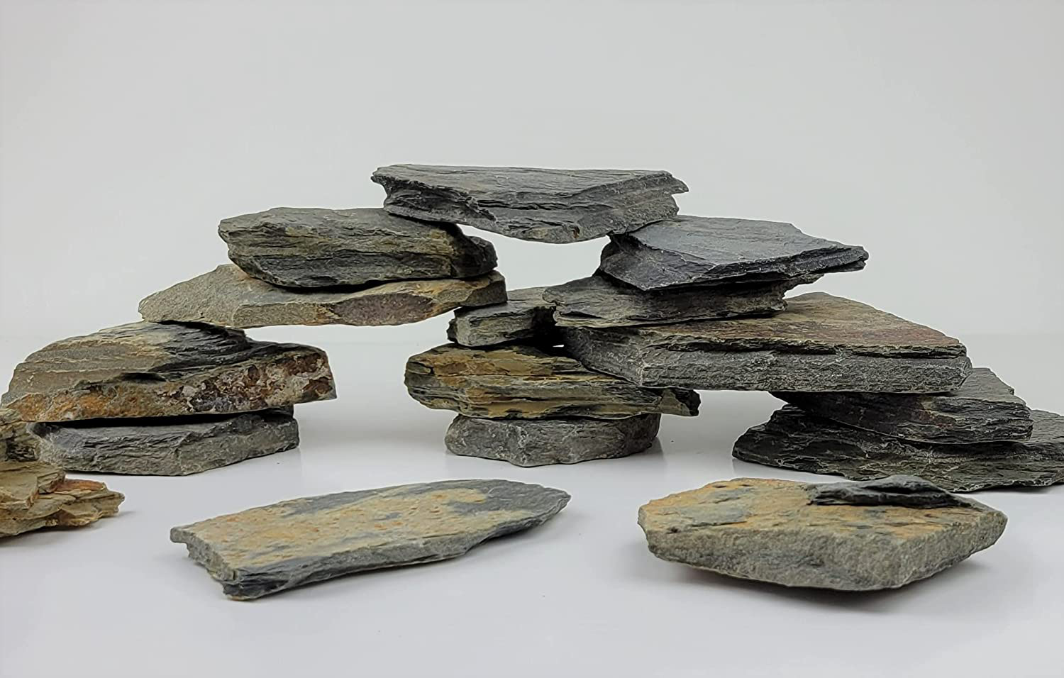 Natural Slate Stone Aquarium Decorations - Slate Rock for Reptile Terrarium Decor | 3 to 5 Inch, 5 to 7 Inch or 8 to 10 Inch