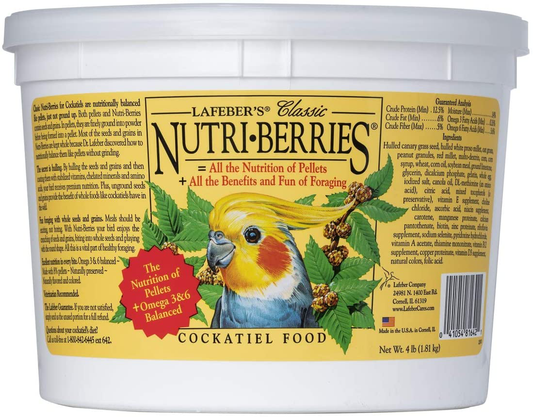 Lafeber Classic Nutri-Berries Pet Bird Food, Made with Non-Gmo and Human-Grade Ingredients, for Cockatiels, 4 Lb Animals & Pet Supplies > Pet Supplies > Bird Supplies > Bird Treats LAFEBER'S 4 lb  