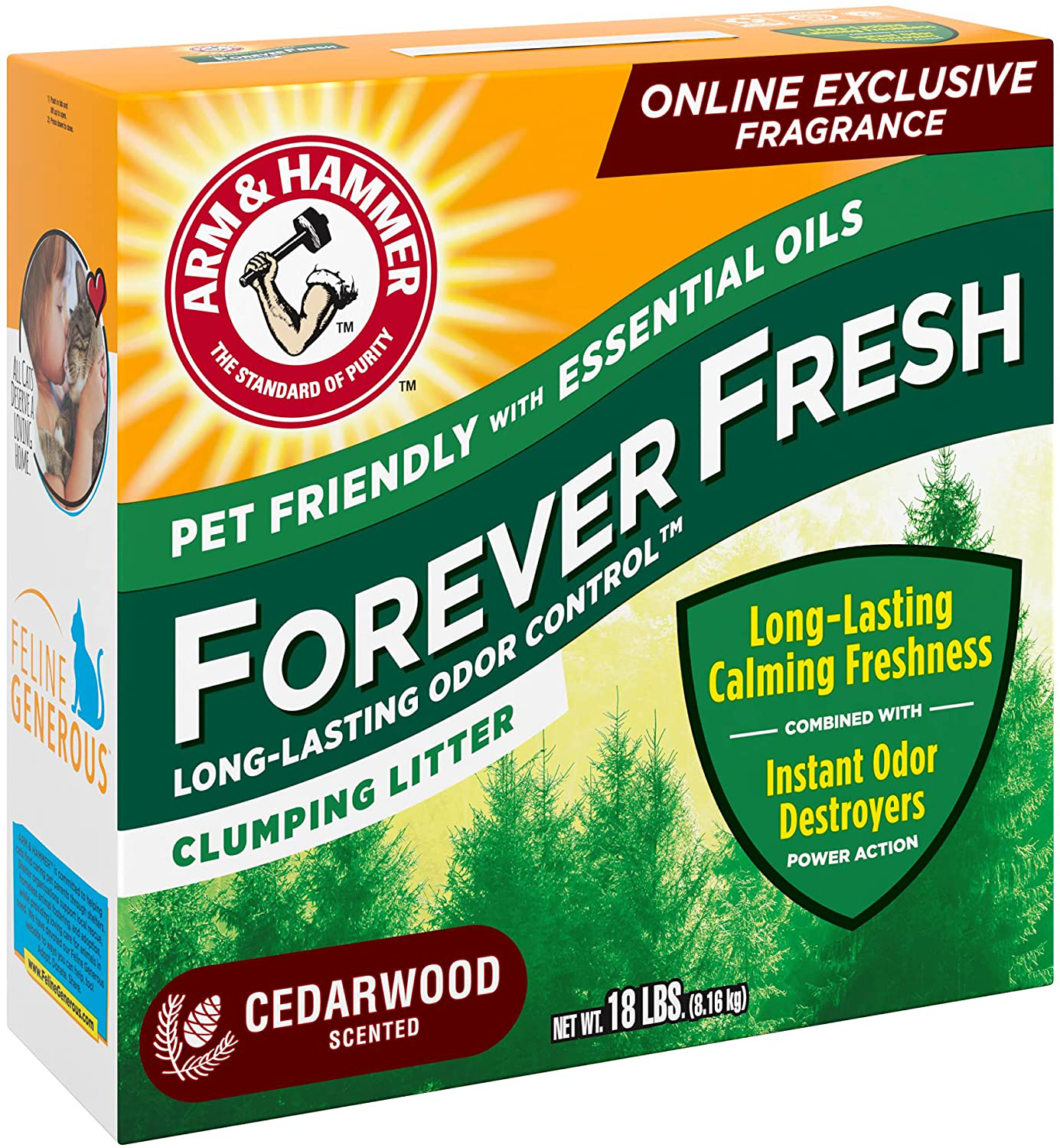 Arm & Hammer Ultra Last Unscented Clumping Cat Litter, Multicat 18Lb, Pet Friendly with Baking Soda