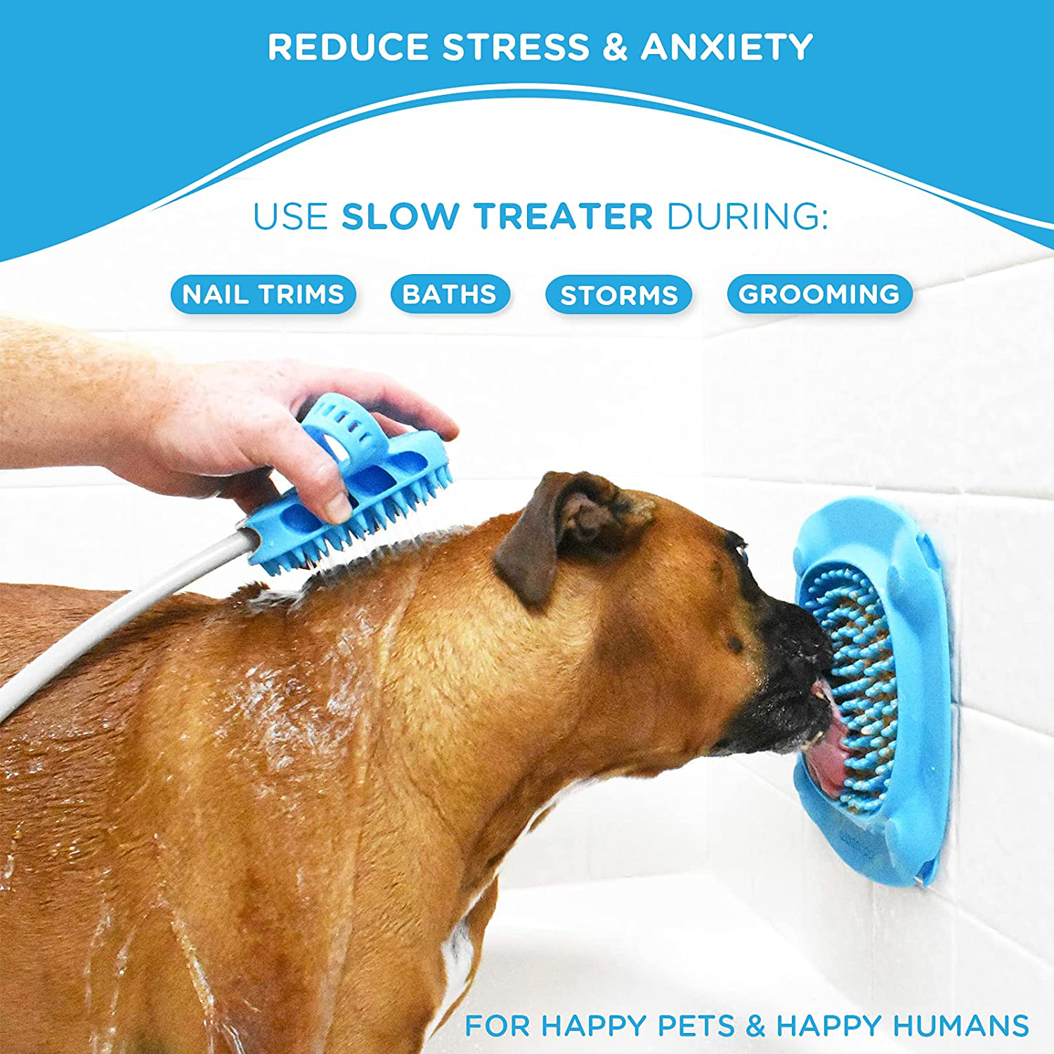 The Aquapaw Dog Licking Mat Distracts Pups During a Bath