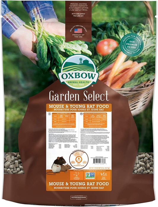 Oxbow Animal Health Garden Select Mouse and Young Rat Food, Garden-Inspired Recipe for Young Rats and Mice of All Ages, Non-Gmo, Made in the USA, 20 Pound Bag Animals & Pet Supplies > Pet Supplies > Small Animal Supplies > Small Animal Food Oxbow   