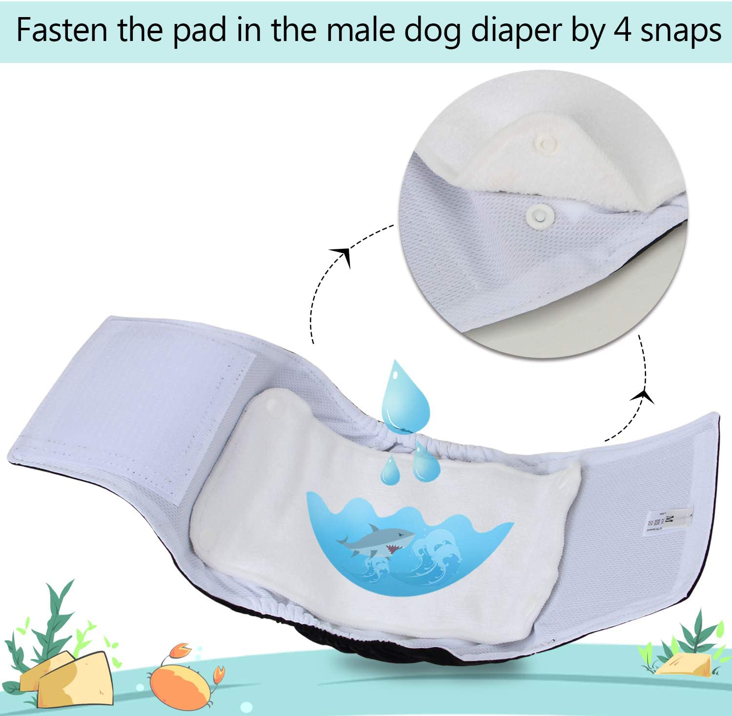 LUXJA Reusable Male Dog Diaper Pads (6 Pack)