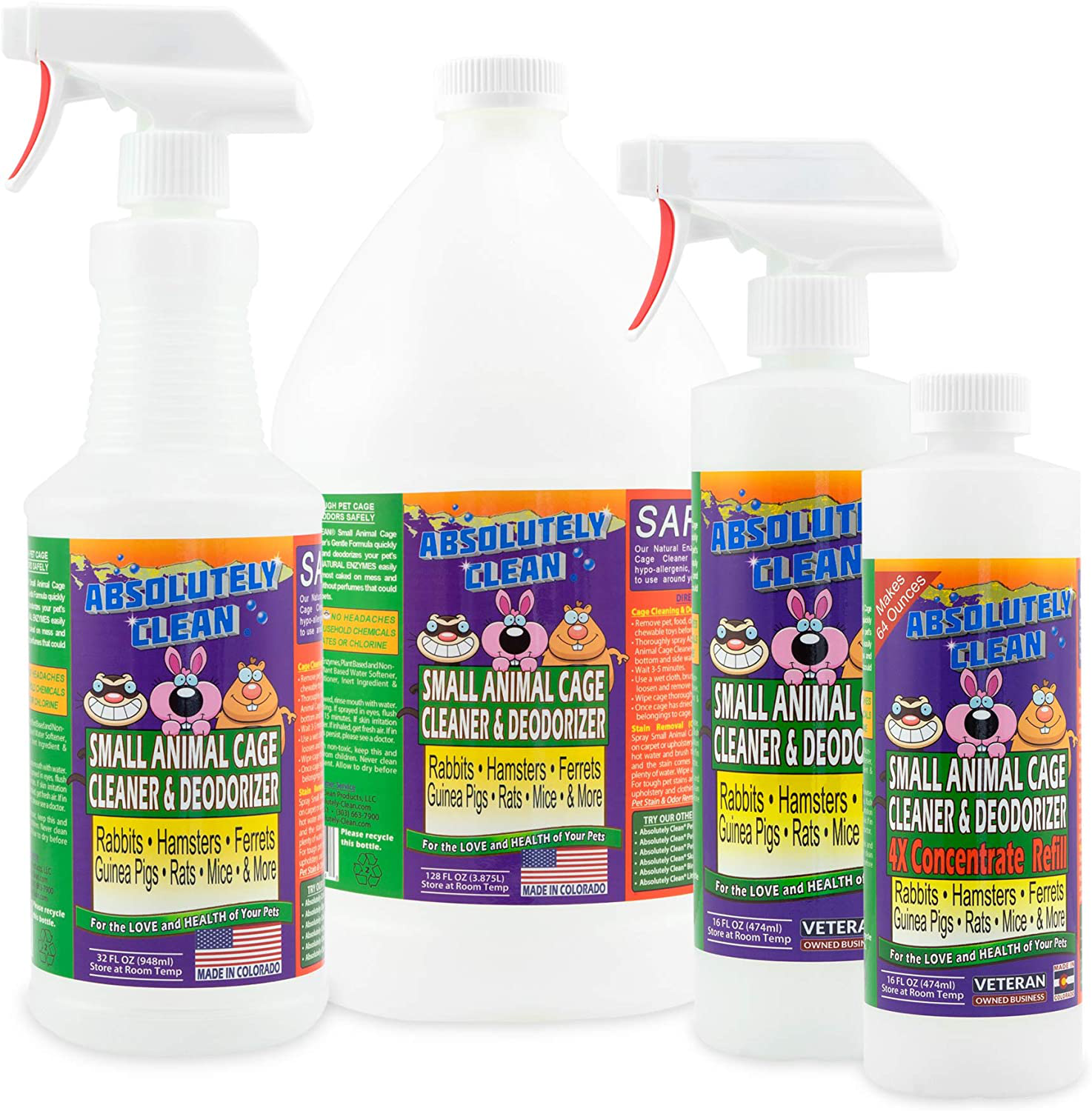 Amazing Small Animal Cage Cleaner - Just Spray/Wipe - Easily Removes Messes & Odors - Hamsters, Mice, Rats, Guinea Pigs, Ferrets - USA Made Animals & Pet Supplies > Pet Supplies > Small Animal Supplies > Small Animal Habitats & Cages Absolutely Clean   