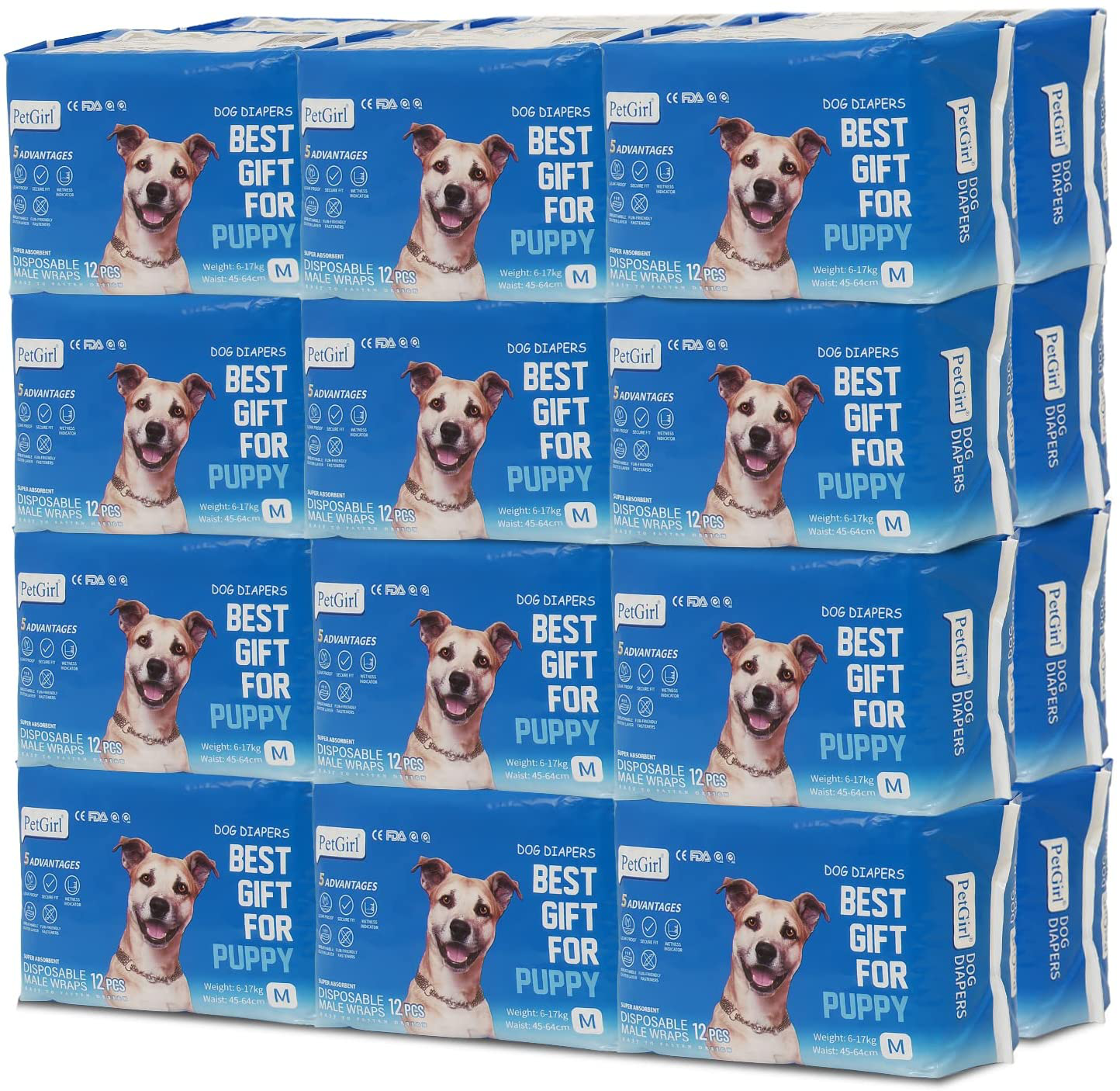 SHAREWIN Male Dog Diapers 12-288PCS Disposable Wraps&Doggie Physiological Pants Pet Diaper Paper| Excitable Urination, Incontinence, or Male Marking