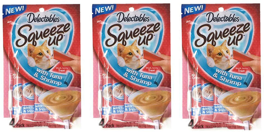 Delectables Squeeze up Hartz Cat Treats Bundle of 3 Flavor Pouches, 2.0 Oz Each