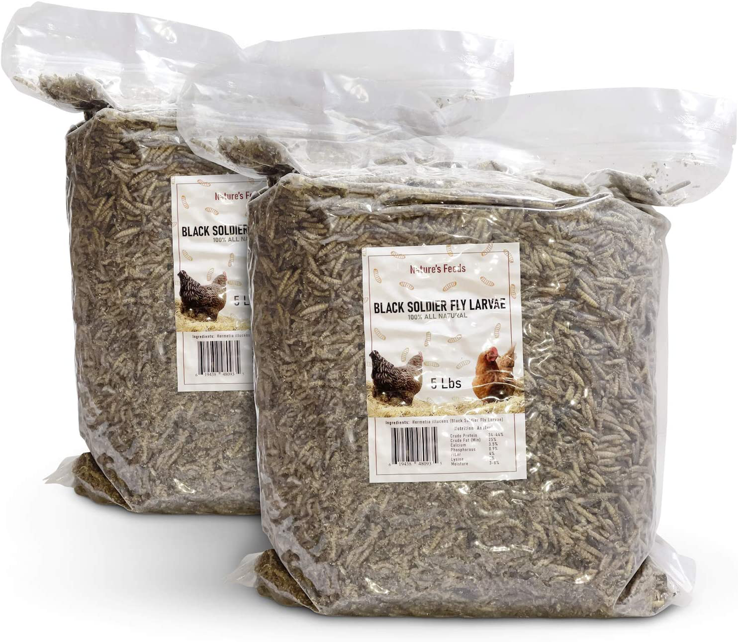 Naturesfeeds Superior Chicken Treats (10 Lbs) - 85X More Calcium Vs Mealworms - Chicken Feed & Molting Supplement - BSF Larvae Treats for Birds, Hens, Ducks, Chickens, Reptiles, Lizards Animals & Pet Supplies > Pet Supplies > Bird Supplies > Bird Treats NATURES FEEDS   