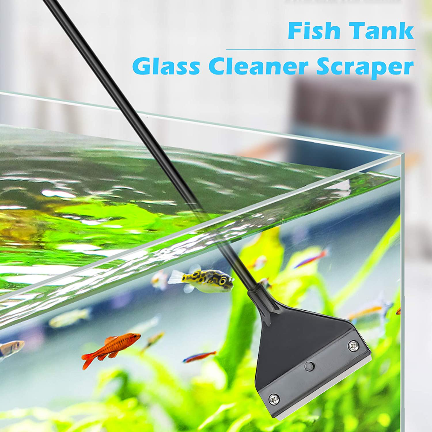 SINLASA Algae Scraper, Fish Tank Glass Scraper, Aquarium Glass Cleaner Scraper, Fish Tank Cleaner with 10 Blades.