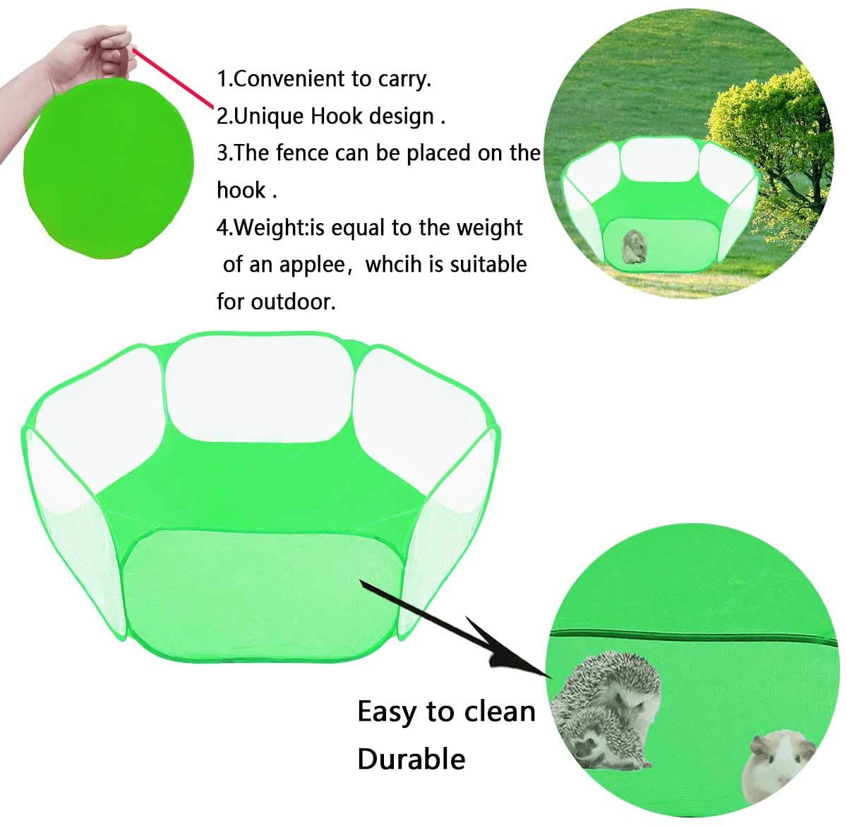 Gabraden Small Animals Tent,Reptiles Cage,Breathable Transparent Pet Playpen Pop Open Outdoor/Indoor Exercise Fence,Portable Yard Fence Animals & Pet Supplies > Pet Supplies > Small Animal Supplies > Small Animal Habitat Accessories GABraden   