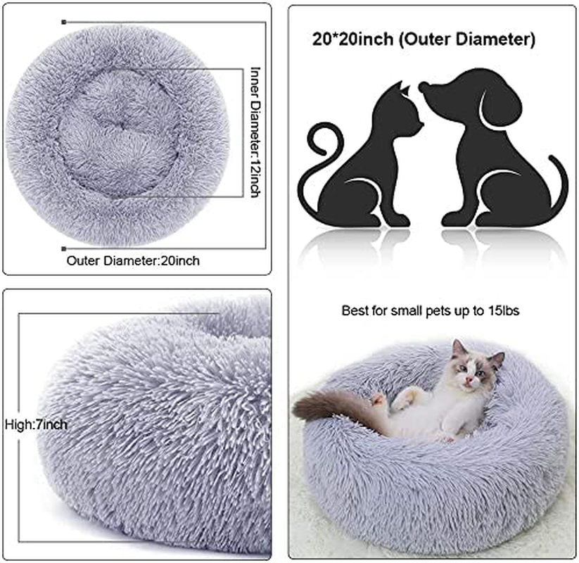 Cat Beds for Indoor Cats,Nisrada round Donut Washable Cat Bed,Fluffy Calming Self Warming Soft Donut Cuddler Cushion Pet Bed for Small Dogs Kittens,Non-Slip Animals & Pet Supplies > Pet Supplies > Cat Supplies > Cat Furniture Nisrada   