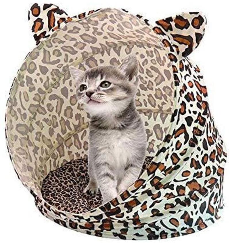Beds Pet Cat House Cat Warm Pet Cave Tent Puppy Dog Kennel Winter Breathable Leopard Print Style Run-Anmy 20200324