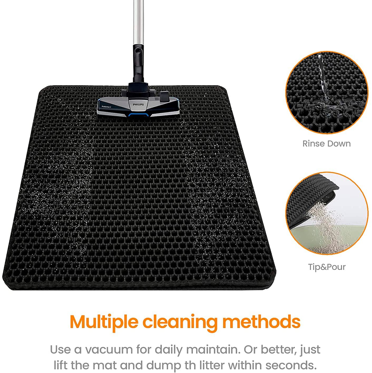 Conlun Cat Litter Mat Kitty Litter Trapping Mat Honeycomb Double Layer, Urine Waterproof, Easier to Clean, Litter Box Mat Scatter Control, Less Waste, Soft on Paws, Non-Slip, 4 Sizes