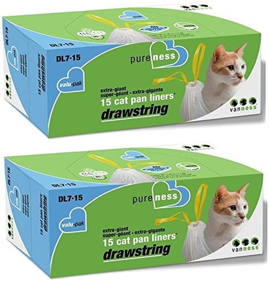 Pure-Ness Drawstring Cat Pan Liners,Pack of 2 (15-Count X 2)
