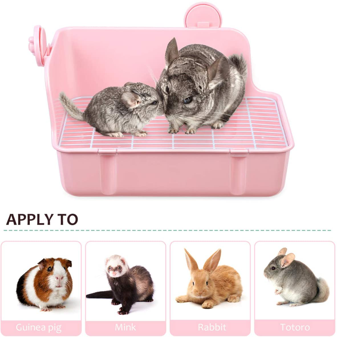 POPETPOP Small Animal Litter Box Toilet - Plastic Square Rabbit Cage Potty Trainer Corner Litter Bedding Box for Small Animals/Rabbits/Guinea Pigs/Chinchilla/Ferret/Galesaur