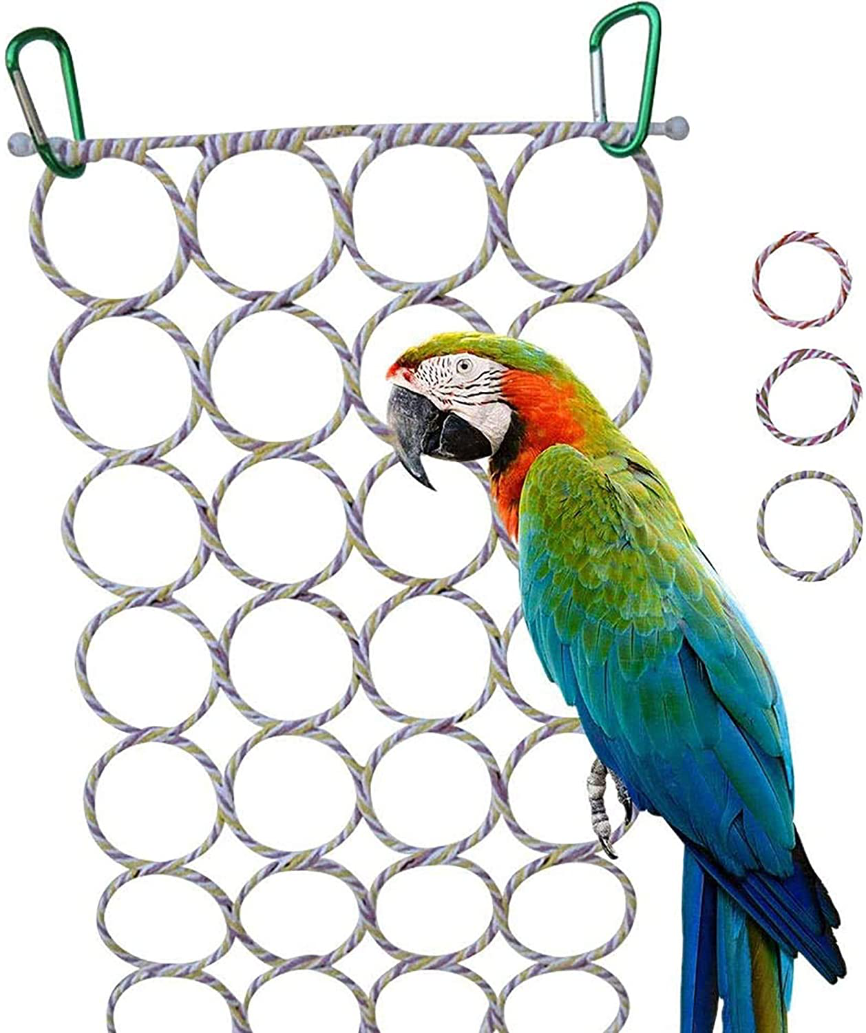 Bonaweite Large Birds Hemp Rope Climbing Net, Parrot Enriching Habitat, Swing Ladder Cage Toys for Macaw African Budgies Parakeet - Random Color Delivery Animals & Pet Supplies > Pet Supplies > Bird Supplies > Bird Ladders & Perches Bonaweite Large | 13.8x23.6in  