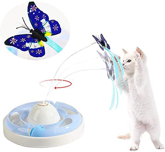 We-Ha Interactive Cat Toys Automatic Electric Rotating Butterfly Ball Exercise Kitten Toy Funny Cat Teaser Toys for Indoor Cats 3 Flashing Butterfly 360 Rotate Clockwise or Counterclockwise Animals & Pet Supplies > Pet Supplies > Cat Supplies > Cat Toys We-Ha   