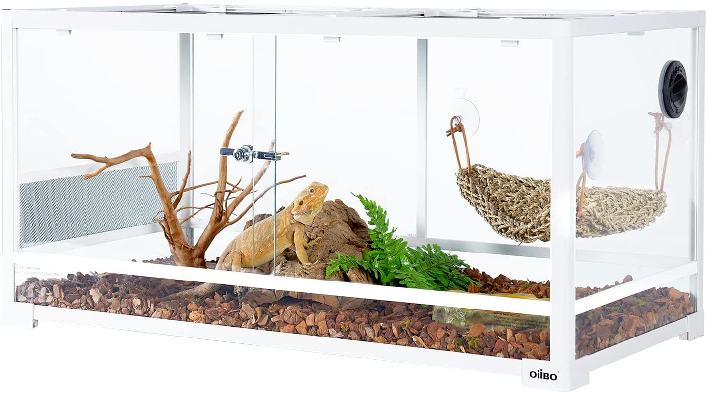 OIIBO 50 Gallon Reptile Terrarium,36" X 18" X 18" White Knock down Glass Reptile Tank,Sliding Door with Safe Lock Terrariums Habitat for Reptiles,Amphibians,Small Animals Animals & Pet Supplies > Pet Supplies > Small Animal Supplies > Small Animal Habitat Accessories Oiibo   