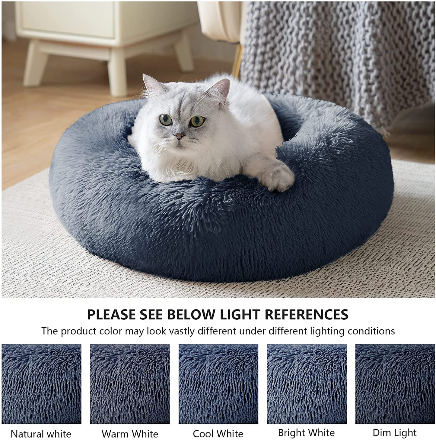 Love'S Cabin Cat Beds for Indoor Cats - Cat Bed with Machine Washable, Waterproof Bottom - Fluffy Dog and Cat Calming Cushion Bed for Joint-Relief and Sleep Improvement