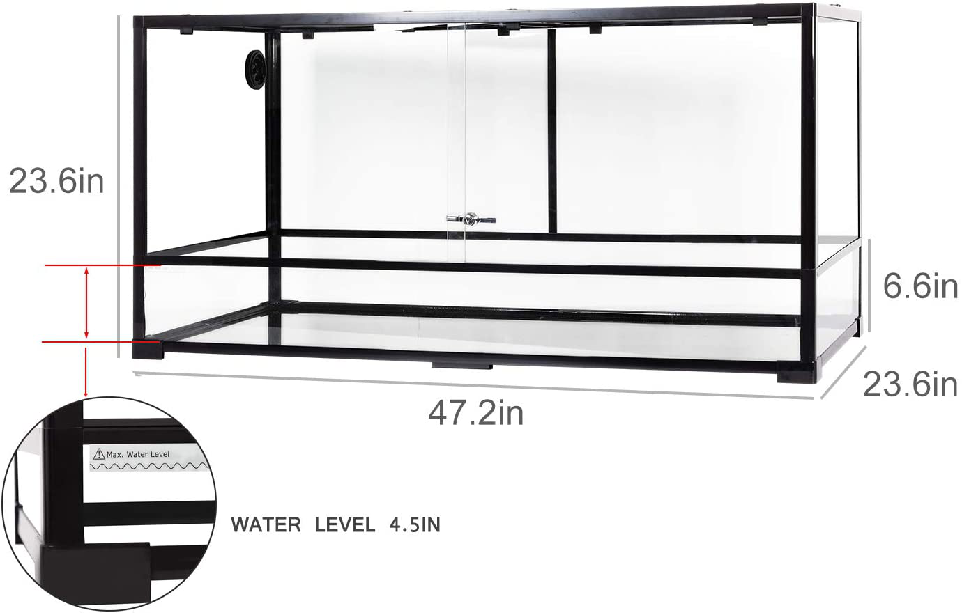 REPTIZOO Large Glass Reptile Terrarium 48" X 24" X 24", Tall & Wide Reptile Habitat Tank 120 Gallon with Sliding Door Screen Ventilation Animals & Pet Supplies > Pet Supplies > Reptile & Amphibian Supplies > Reptile & Amphibian Habitat Accessories REPTI ZOO   