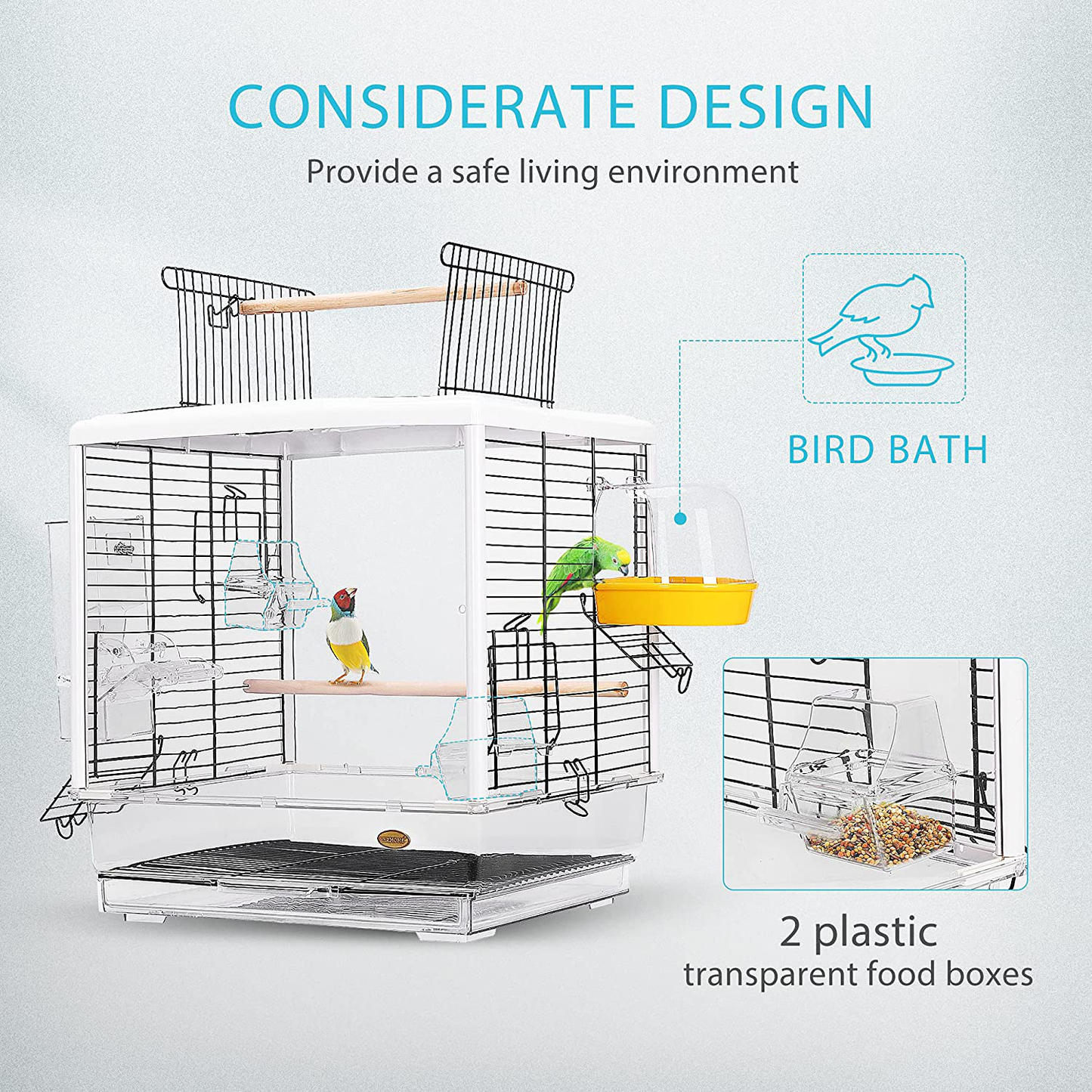 VIVOHOME 19 Inch Acrylic Bird Travel Carrier Cage for Parrots Conures – KOL  PET