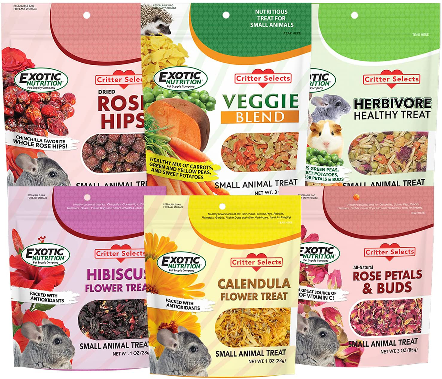 Herbivore Treats 6 Pack - Healthy Assortment Small Animal Pet Treat - Squirrels, Guinea Pigs, Rabbits, Chinchillas, Prairie Dogs, Degus, Hamsters, Gerbils, Herbivores Animals & Pet Supplies > Pet Supplies > Small Animal Supplies > Small Animal Treats Exotic Nutrition   