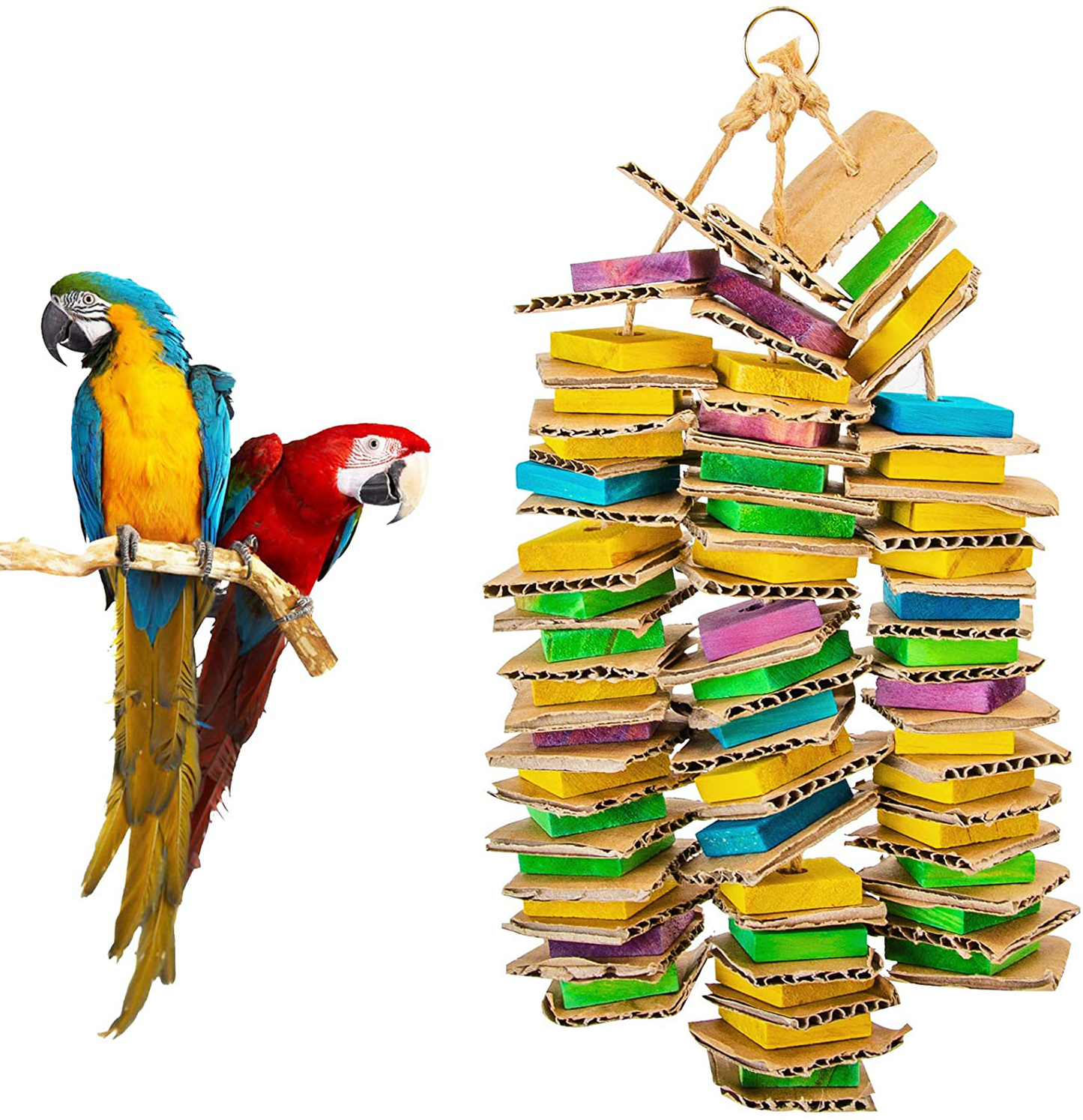 MYFAMIREA Parrot Toys for Medium Birds, Parrot Chewing Toy Bird Cage Chewing Toy for African Greys, Cockatoos, Macaws, Small Medium and Large Birds