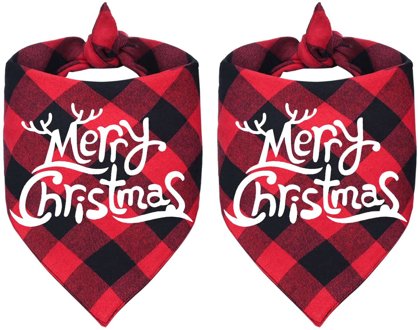 Malier 2 Pack Dog Bandana Christmas Classic Buffalo Plaid Pets Scarf Triangle Bibs Kerchief Set Pet Costume Accessories Decoration for Small Medium Large Dogs Cats Pets Animals & Pet Supplies > Pet Supplies > Dog Supplies > Dog Apparel Malier Red and Red Small 
