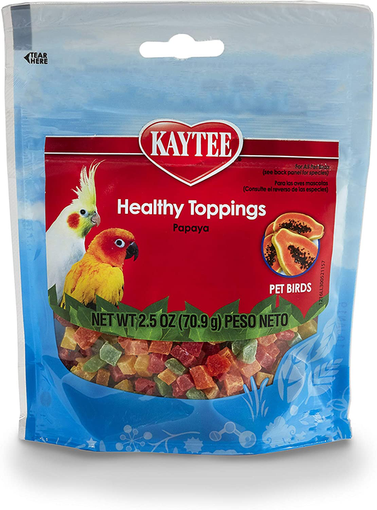 Kaytee Fiesta Healthy Toppings Papaya Bits for All Pet Birds, 2.5-Oz Bag