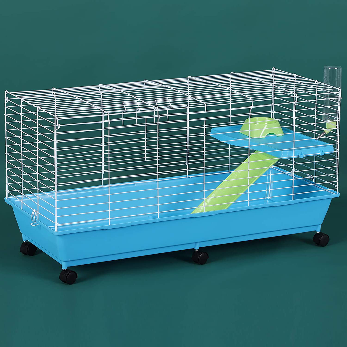 Pawhut 40” Steel Plastic Small Animal Pet Cage Kit with Wheels - Blue and White Animals & Pet Supplies > Pet Supplies > Small Animal Supplies > Small Animal Habitats & Cages PawHut   