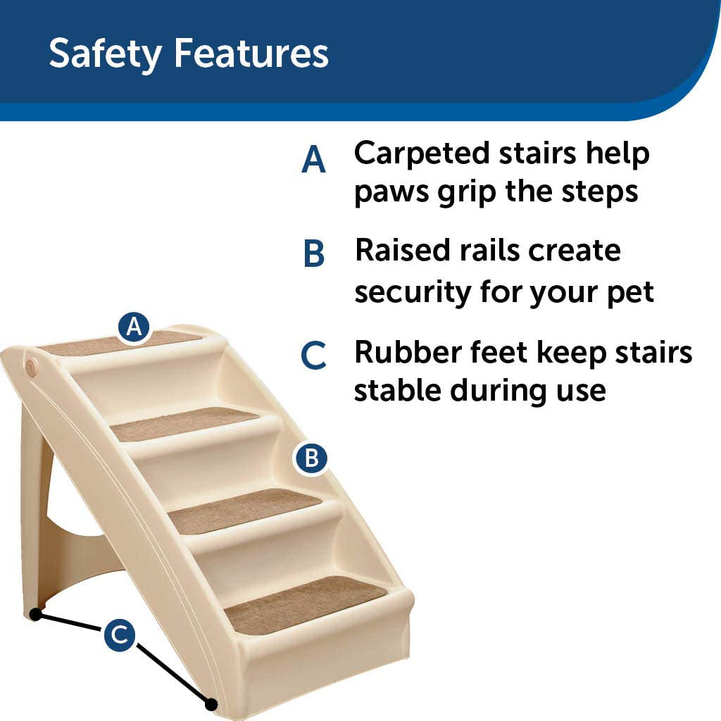 Petsafe Cozyup Folding Pet Steps - Pet Stairs for Indoor/Outdoor at Home or Travel - Dog Steps for High Beds - Dog Stairs with Siderails, Non-Slip Pads - Durable, Support up to 150 Lbs - Large, Tan Animals & Pet Supplies > Pet Supplies > Cat Supplies > Cat Beds Radio Systems   