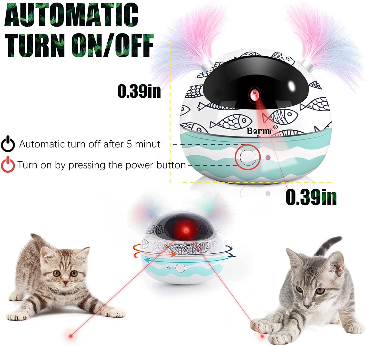 BARMI Cat Toys Cat Laser Toys Kitten Toys USB Charge 3 Degrees Smart On/Off Automatic Irregular Interactive Cat Toys for Indoor Cats Kittens Animals & Pet Supplies > Pet Supplies > Cat Supplies > Cat Toys BARMI   