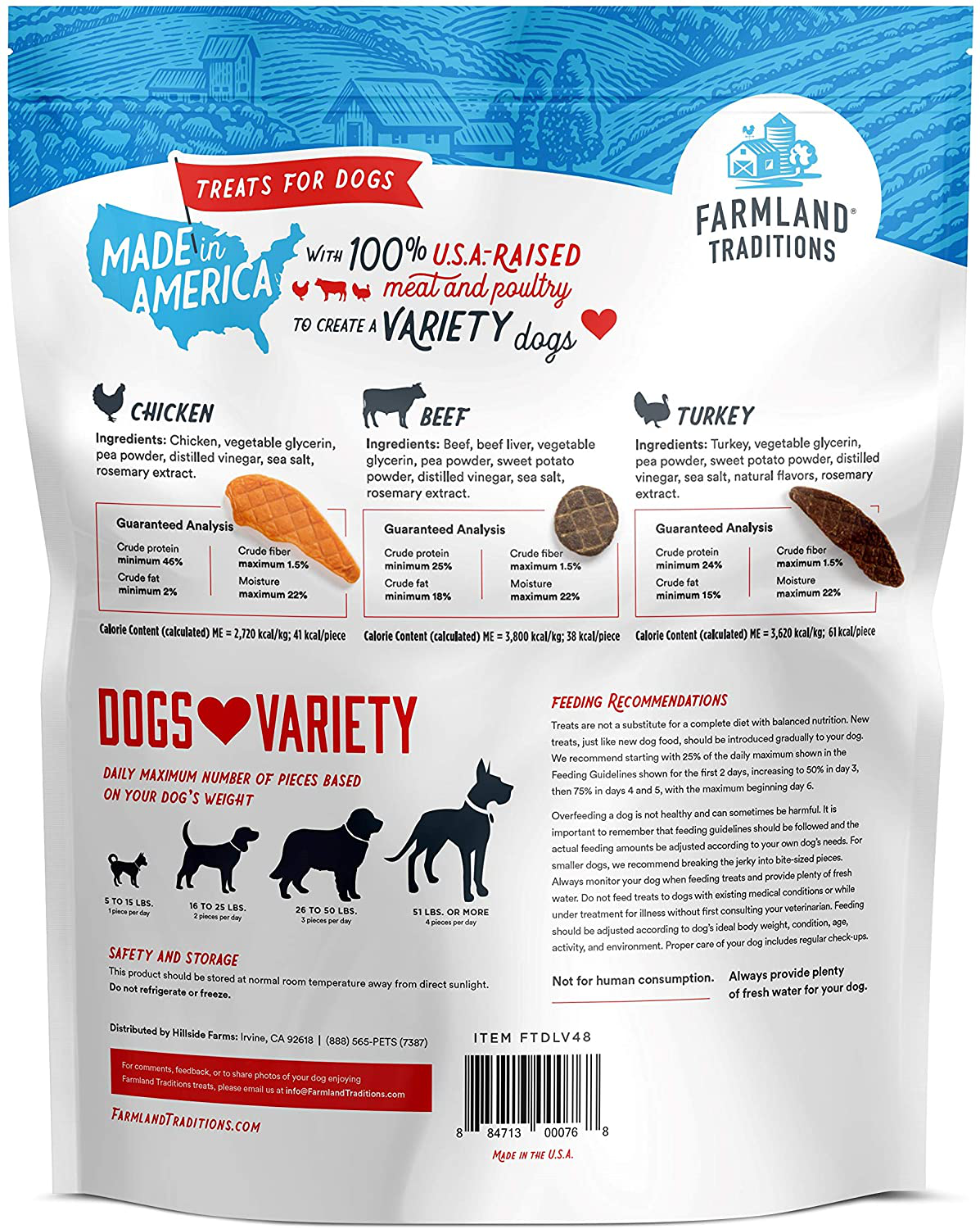 Farmland Traditions Filler Free Dogs Love Variety Premium Jerky Treats for Dogs, Chicken, Beef & Turkey, 3 Lb. Bag Animals & Pet Supplies > Pet Supplies > Dog Supplies > Dog Treats Farmland Traditions   