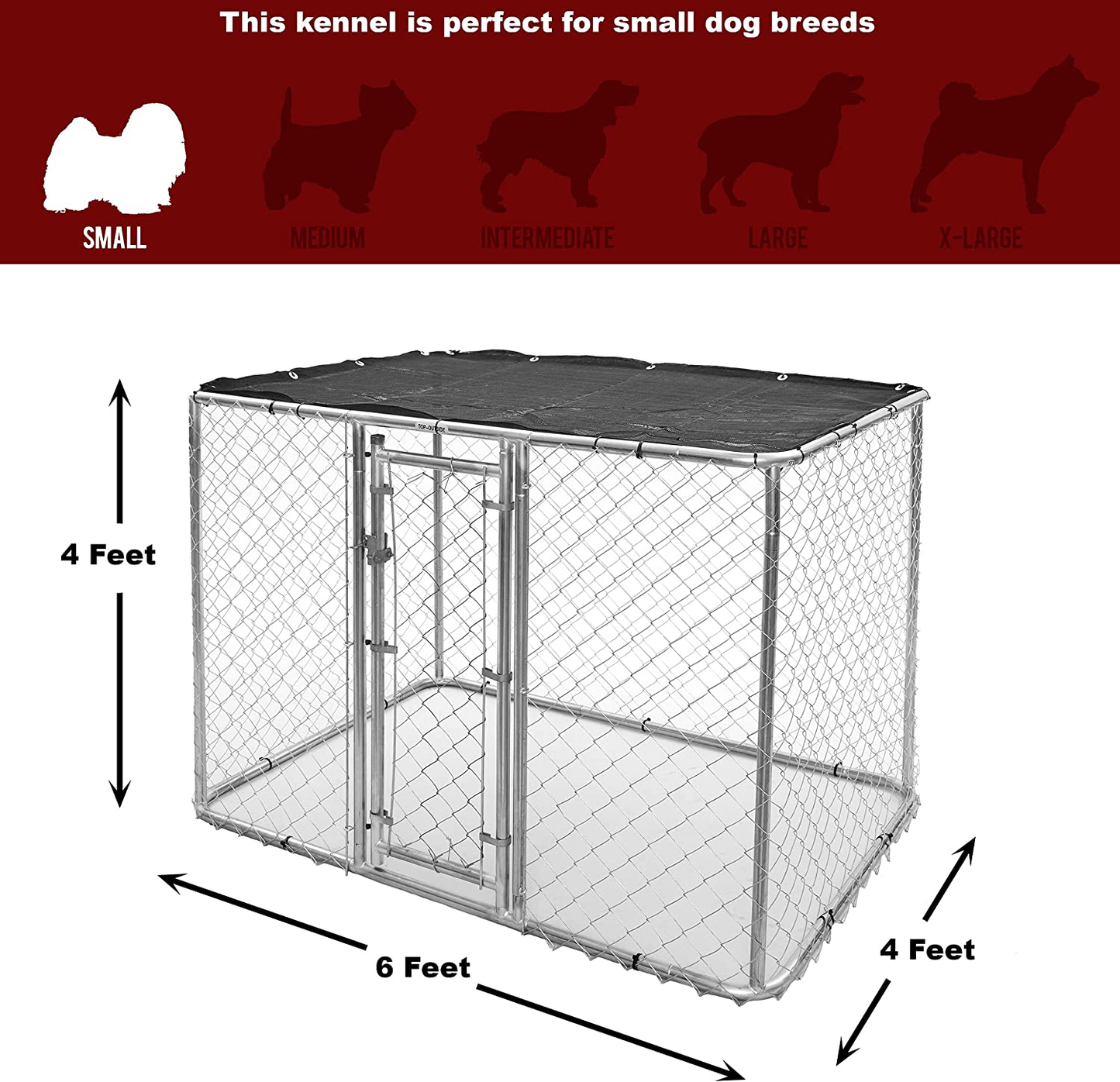 Midwest Homes for Pets K9 Dog Kennel | Four Outdoor Dog Kennel W/Free Sunscreen | Durable Galvanized Steel Dog Kennel Includes a 1-Year Manufacturer'S Warranty Animals & Pet Supplies > Pet Supplies > Dog Supplies > Dog Kennels & Runs MidWest Homes for Pets   