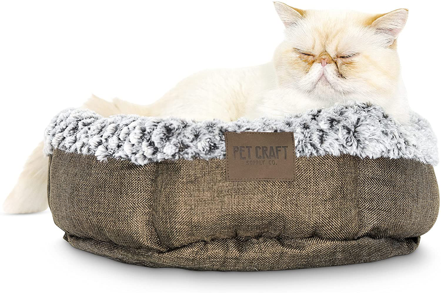 Pet Craft Supply Soho round Dog Bed for Small Dogs - Cat Bed for Indoor Cats | Ultra Soft Plush | Memory Foam | Machine Washable | Puppy Bed | Pet Bed | Calming Cat Bed | Calming Bed for Dogs Animals & Pet Supplies > Pet Supplies > Cat Supplies > Cat Beds Pet Craft Supply Brown Small 
