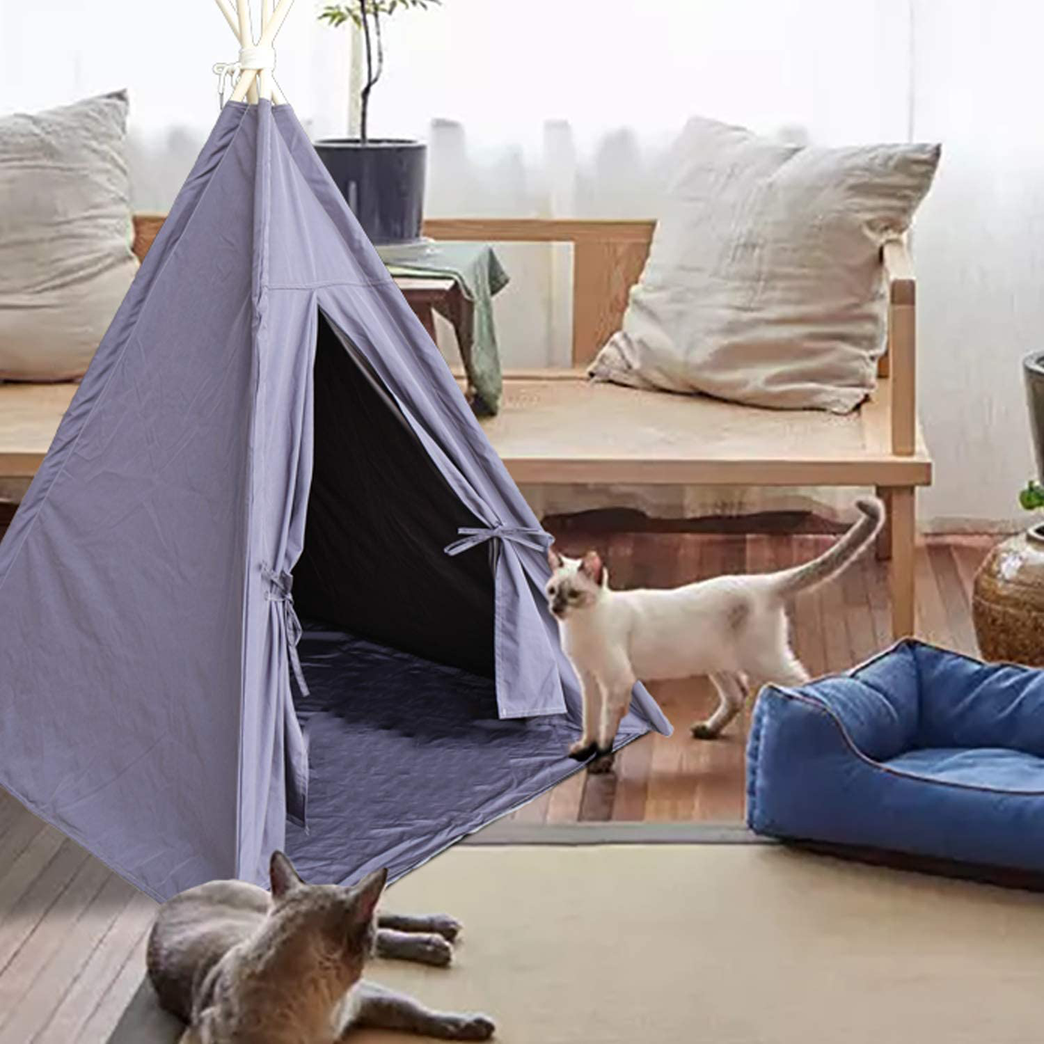Ukadou Dog Teepee Medium for Pet Teepee Dog Tents for Large Dogs, 36Inch Pet Teepee with Floor Mat, Portable Dog House with Fixator and Blackboard Animals & Pet Supplies > Pet Supplies > Dog Supplies > Dog Houses Ukadou   