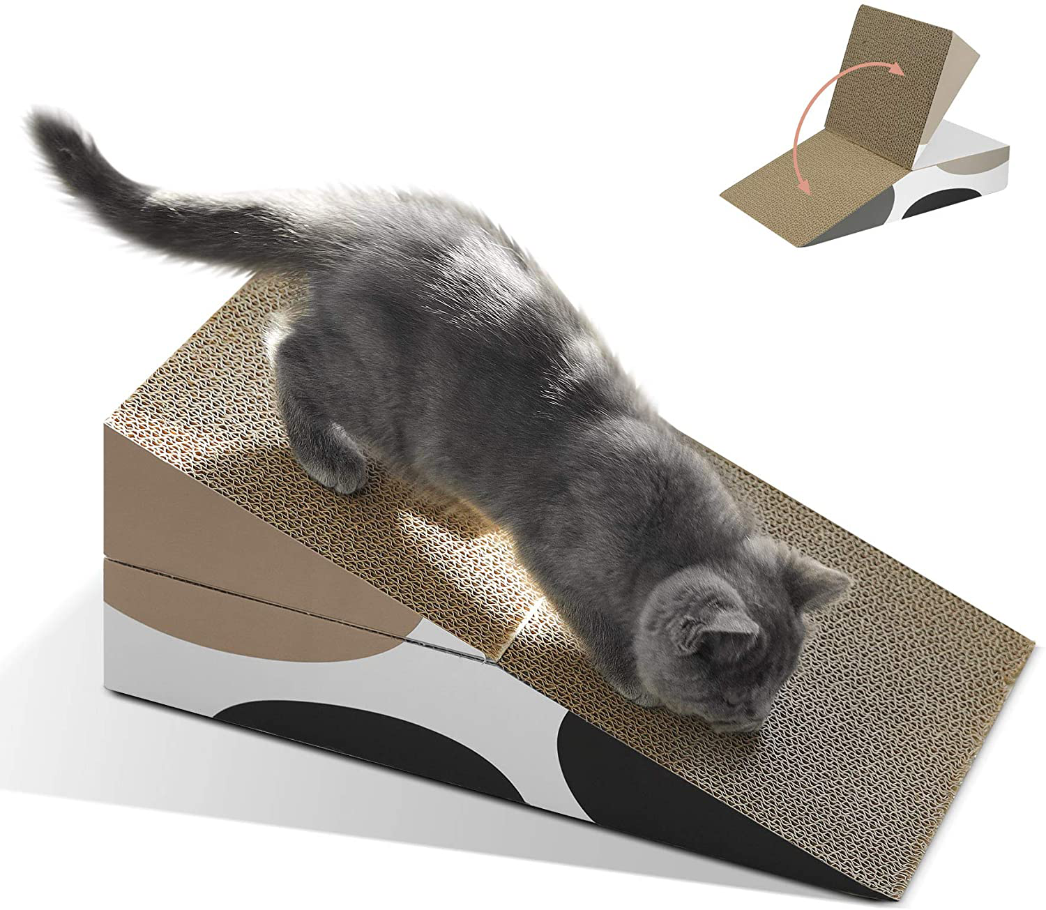 MSBC Big Cat Scratcher Lounge, Corrugated Cardboard Cat Scratcher House with Hole, Large Scratching Lounger Sofa Bed, Cat Scratching Pad for Indoor Cats as Furniture Protector, Cat Training Toy Animals & Pet Supplies > Pet Supplies > Cat Supplies > Cat Furniture ComSaf Triangle  