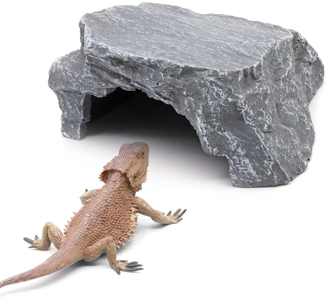 Nomal Reptile Hides and Caves Reptile Hideout Small Reptile Habitat Accessories Fish Hiding Cave Pet Lizard Rock Hide Cave for Bearded Dragon Tortoise Lizards Spiders Fish Amphibians Aquarium Animals & Pet Supplies > Pet Supplies > Reptile & Amphibian Supplies > Reptile & Amphibian Habitat Accessories oujimai   