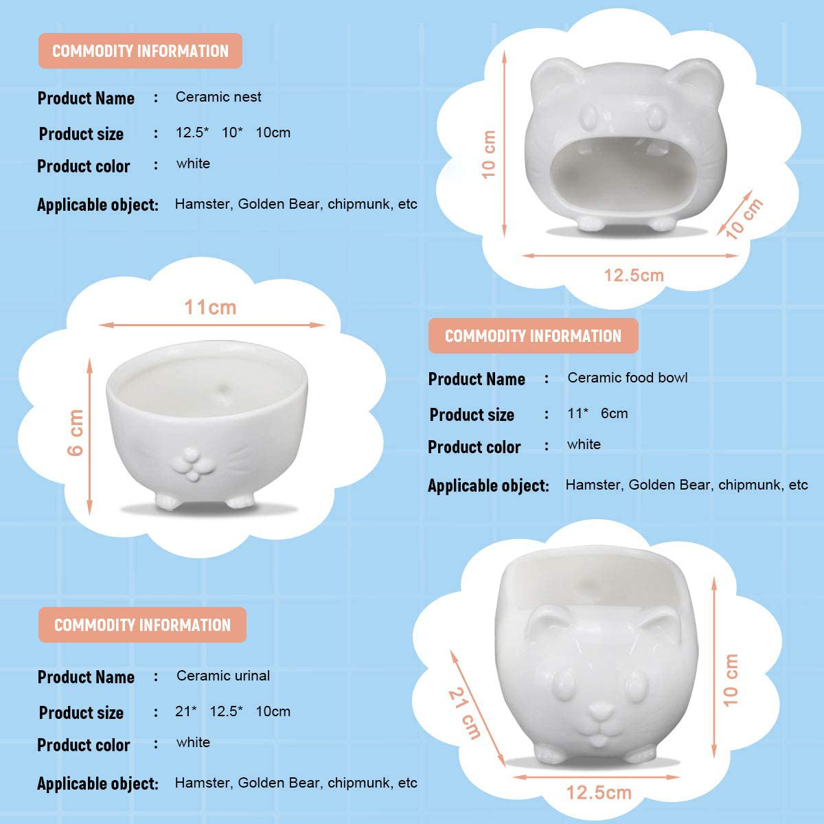 Maohegou Syrian Hamster Ceramic Accessories Golden Hamster Habitat Syrian Hamster Food Bowl Golden Hamster Toilet Gakaria Hamster Food Bowl Roborowski Hamster Bathtub Campbell Hamster Bowl Animals & Pet Supplies > Pet Supplies > Small Animal Supplies > Small Animal Habitat Accessories maohegou   