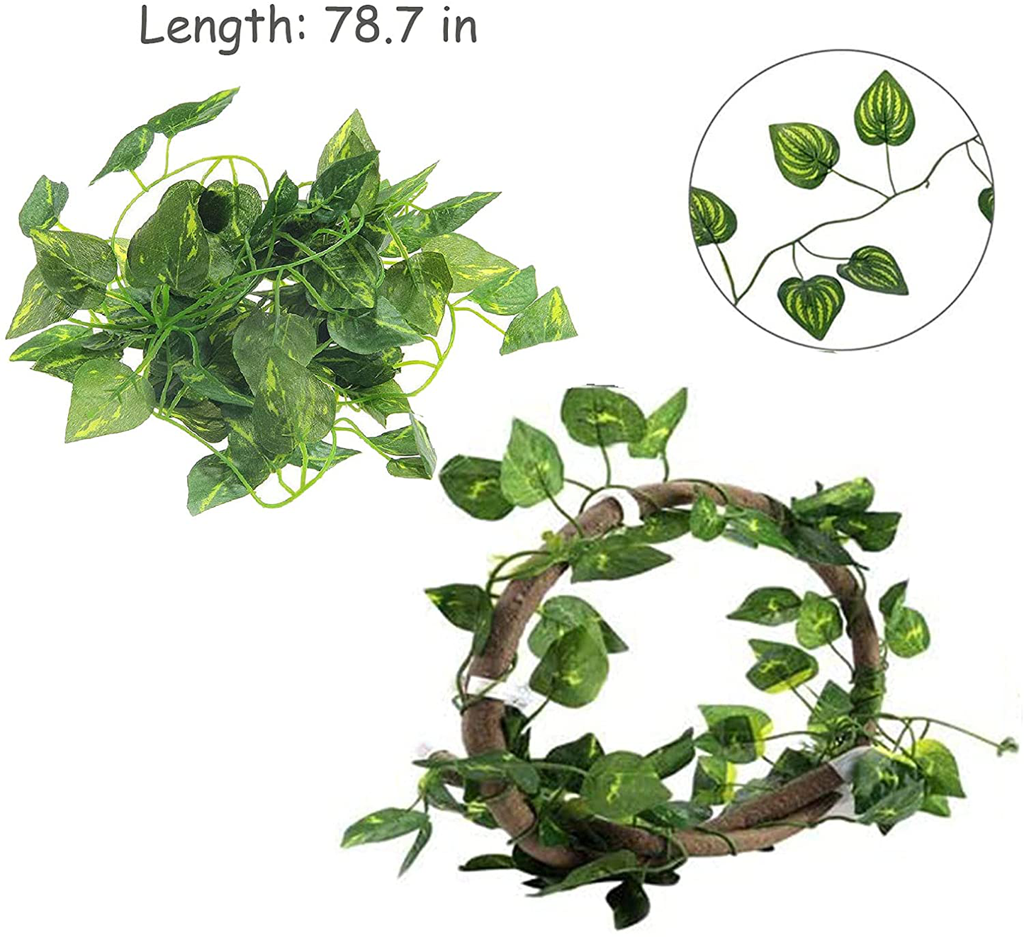 Kathson Bearded Dragon Hammock Reptile Hideout Wooden Bridge Jungle Climber Vines Flexible Reptile Leaves with Suction Cups Reptile Habitat Decor for Chameleon, Lizards, Gecko, Snakes Climbing Hiding Animals & Pet Supplies > Pet Supplies > Reptile & Amphibian Supplies > Reptile & Amphibian Habitat Accessories kathson   