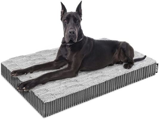 MIXJOY Dog Bed for Large Medium Small Dogs, Memory Foam Orthopedic Pet Sofa Bed, Joint Relief Soft Crate Bed Mattress, Anti-Slip Bottom, Waterproof Design for Removable Washable Cover