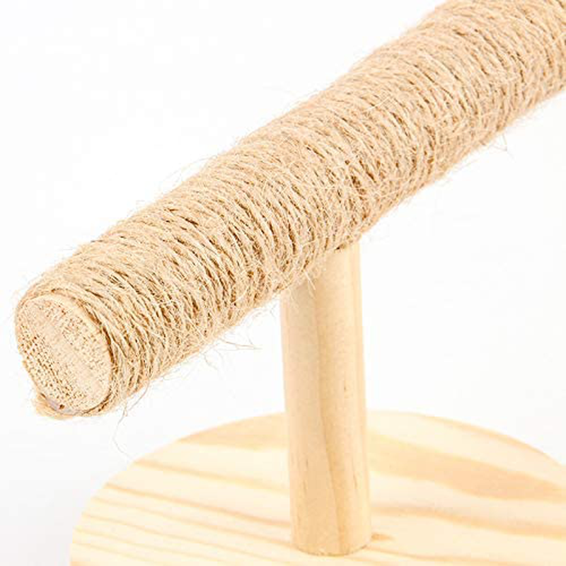 Natural Wood Bird Hemp Rope Perch Stand, Bird Cage Play Stand with round Base for Small Parakeets Cockatiels, Conures, Macaws, Parrots, Love Birds, Finches, Bird Training Educational Stand Toys Animals & Pet Supplies > Pet Supplies > Bird Supplies > Bird Gyms & Playstands ZARYIEEO   