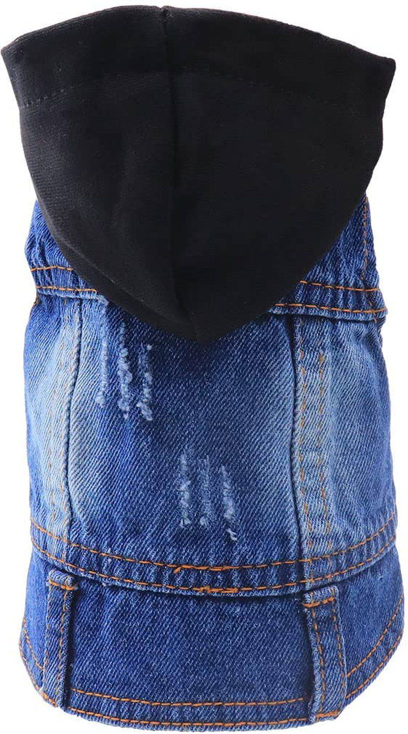 Rooroopet Dog Jeans Jacket,Pet Clothes Cool Blue Denim Hoodies,Lapel Vests Vintage Clothes for Small Medium Dogs and Cats Comfort and Cool Apparel Animals & Pet Supplies > Pet Supplies > Cat Supplies > Cat Apparel Rooroopet Black Small 