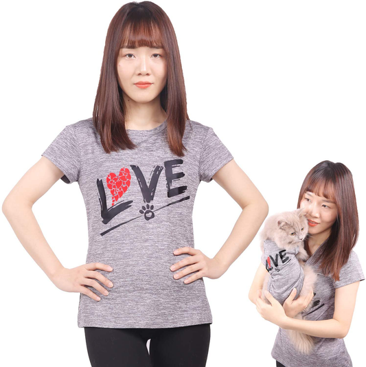 CAISANG Dog Shirts Love Puppy Shirt Mommy/Pets Clothes, Sleeveless Vest T-Shirt Doggy Clothing Crewneck Womens Sweatshirt, Dry and Cool Apparel for Small Medium Large Dogs Cats Mom Sport Outfits Animals & Pet Supplies > Pet Supplies > Cat Supplies > Cat Apparel CAISANG Grey-Women XXL 