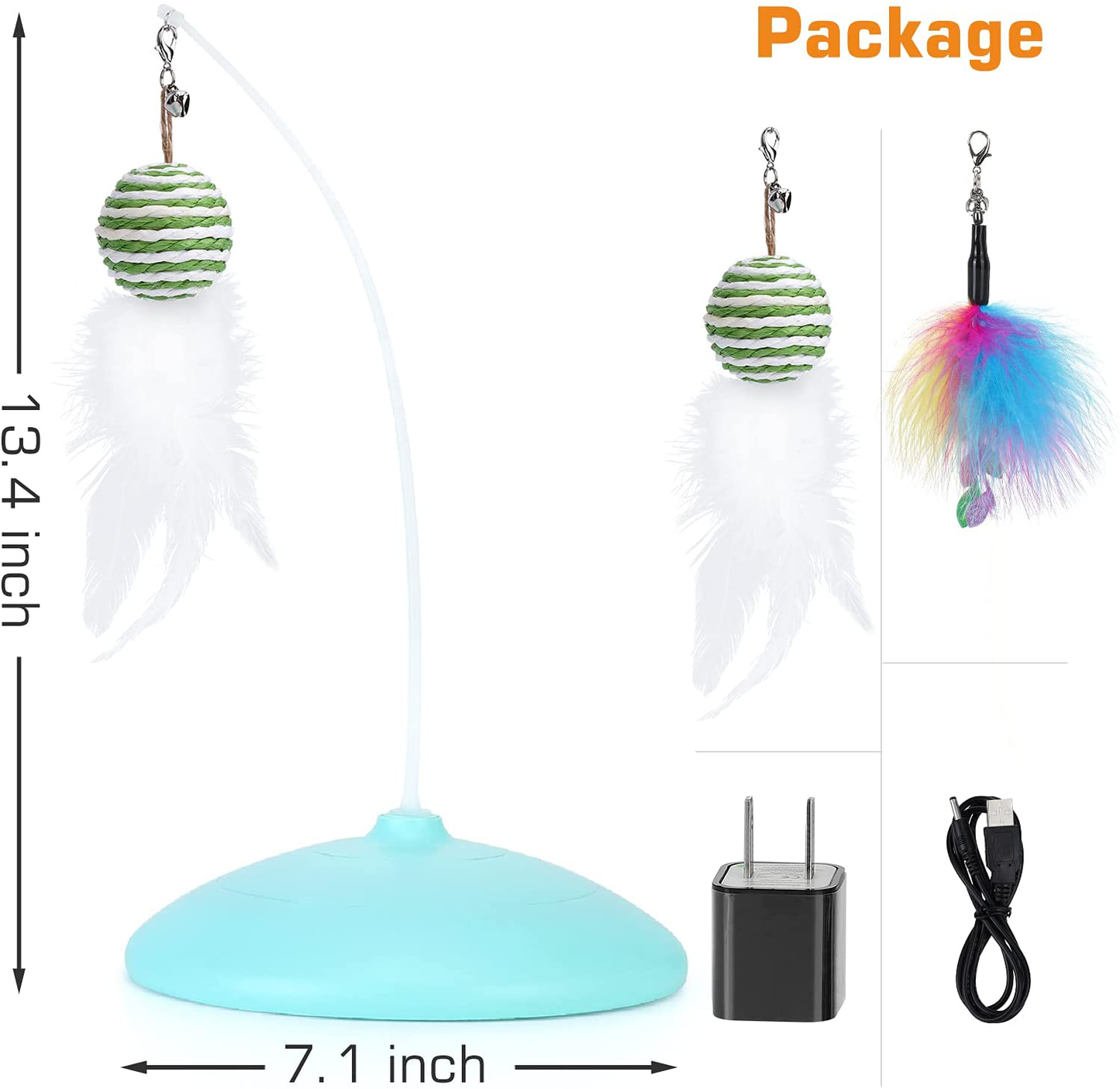 Cat Toy Kitten Toy Interactive Automatic Cat Toys for Indoor Cat, Electric Cat Feather Toy Teaser Small Cat, Rechargeable Rotating for Puzzle Brain Stimulate Hunting Instinct
