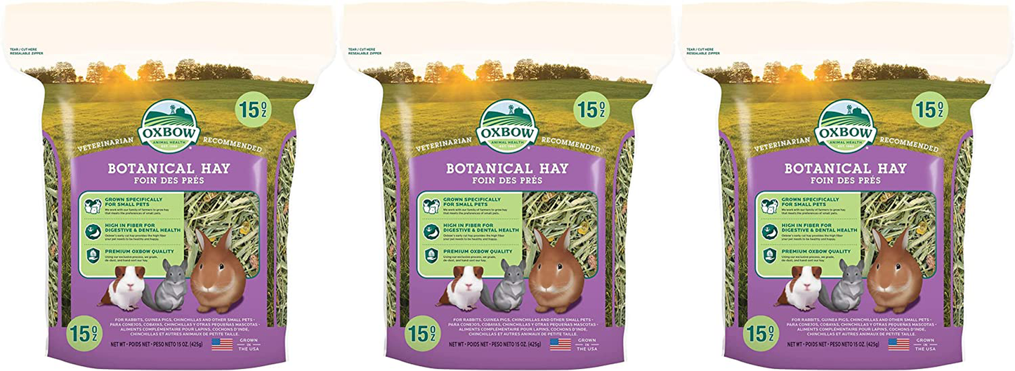 Animal Health Oxbow Botanical Western Timothy Hay - All Natural Hay for Rabbits, Guinea Pigs, Chinchillas, Hamsters & Gerbils - 15 Animals & Pet Supplies > Pet Supplies > Small Animal Supplies > Small Animal Food Oxbow Тhrее Pаck  