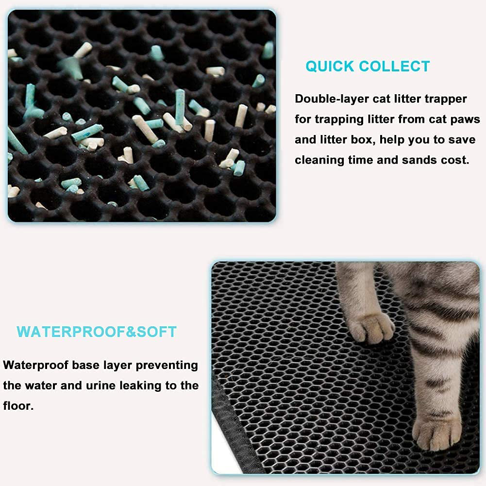 JIA.L Cat Litter Mat Kitty Litter Trapping Mat Honeycomb Mats Waterproof Double Layer anti Tracking Kitty Mats Catcher Litter Tray Box Rug Carpet