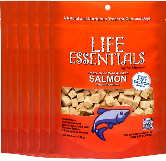 All Natural Freeze Dried Wild Alaskan Salmon Treats for Cats & Dogs - Single Ingredient No Grain Snack with No Additives or Preservatives, - 5 Ounce Bag - 6 Pack Animals & Pet Supplies > Pet Supplies > Cat Supplies > Cat Treats LIFE ESSENTIALS BY CAT-MAN-DOO   