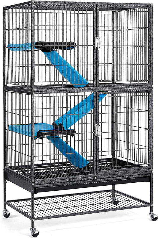 Topeakmart Small Animals Cages Ferret/Guinea Pigs/Chinchilla/Rabbit Cages Single/Double-Story Rolling Metal Critter Nation W/ 2 Removable Ramps &Litter Box, Hammock Black/White Animals & Pet Supplies > Pet Supplies > Small Animal Supplies > Small Animal Habitat Accessories Topeakmart   