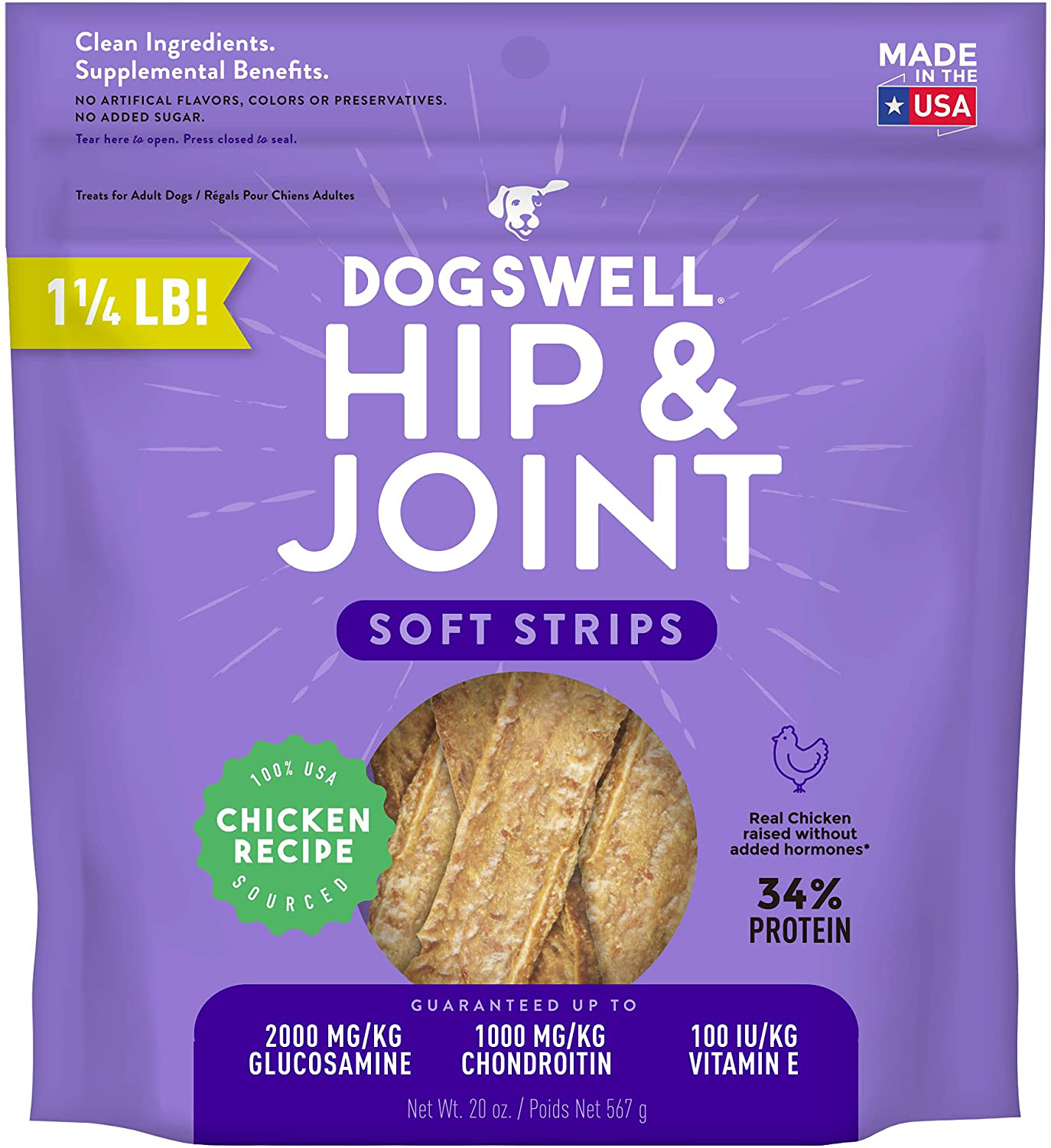 Dogswell Soft Strips Jerky for Dogs, Made in the USA Dog Treats with Glucosamine, Chondroitin & New Zealand Green Mussel for Healthy Hips Animals & Pet Supplies > Pet Supplies > Small Animal Supplies > Small Animal Treats Dogswell   